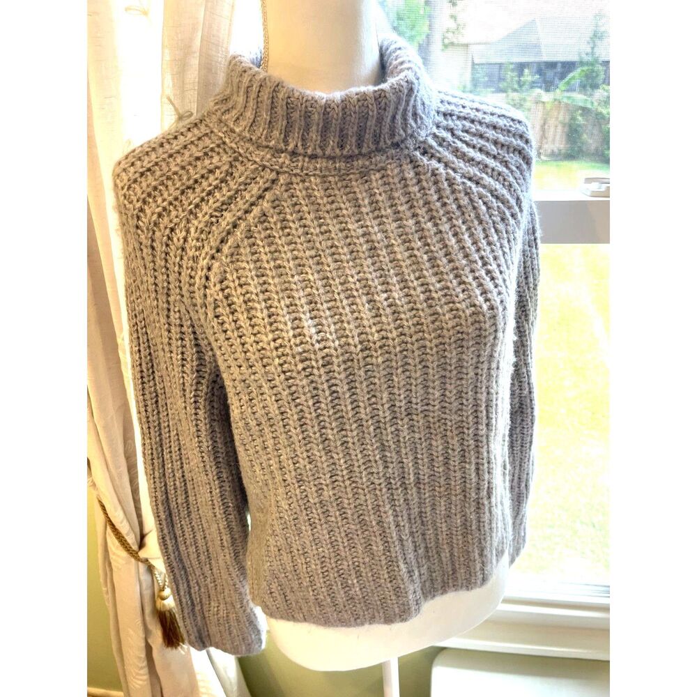Abercrombie & Fitch Women's Y2K Chunky Knit Sweater Soft Cozy Fisherman Gray M